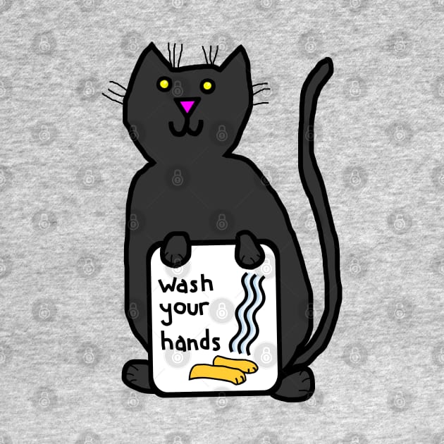 Cute Cats say Wash Your Hands Sign by ellenhenryart